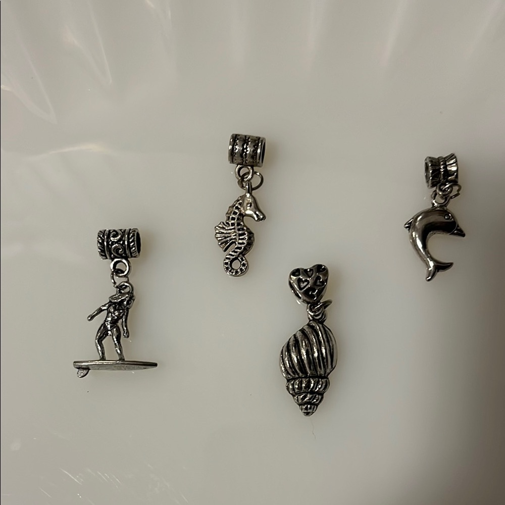 Silver Ocean-Themed Charm Set